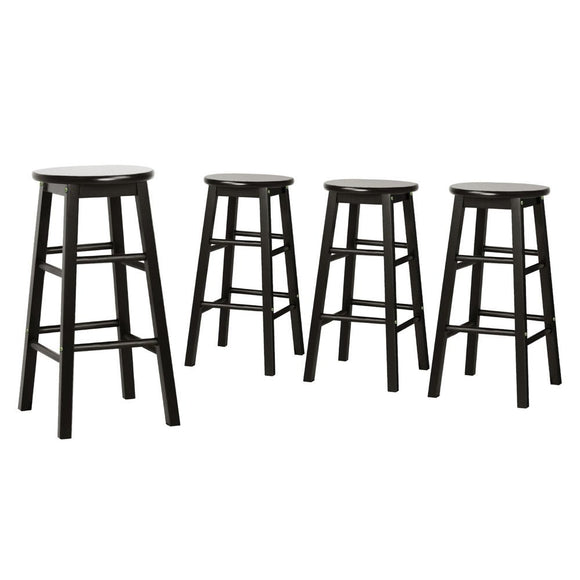 Artiss 4x Bar Stools Round Chairs Wooden Black - RnR Galore