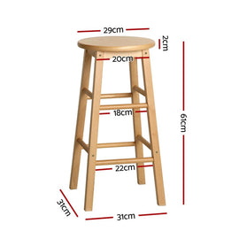 Artiss 4x Bar Stools Round Chairs Wooden Nature - RnR Galore