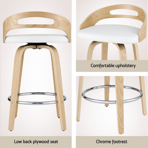 Artiss 4x Bar Stools Swivel Dining Chairs Low Back Counter Seat PU Cushion - RnR Galore