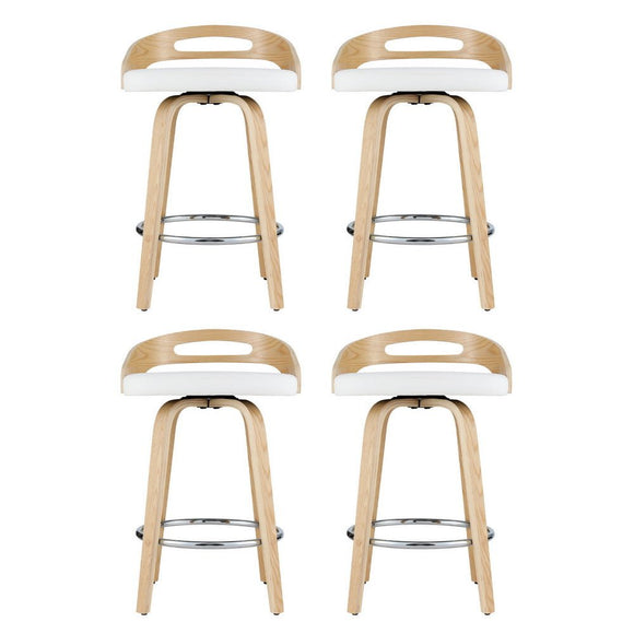 Artiss 4x Bar Stools Swivel Dining Chairs Low Back Counter Seat PU Cushion - RnR Galore