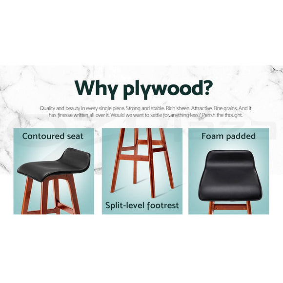 Artiss 4x Bar Stools Wooden Stool Black - RnR Galore