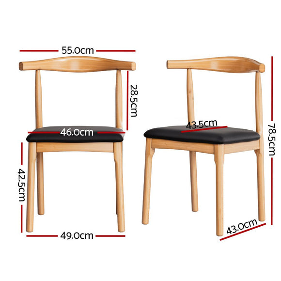Artiss 4x Dining Chairs Rubber Wood Leather Seat Black - RnR Galore