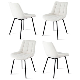 Artiss 4x Dining Chairs Velvet Tufted Kitchen Lounge Cafe Accent Chair Beige - RnR Galore