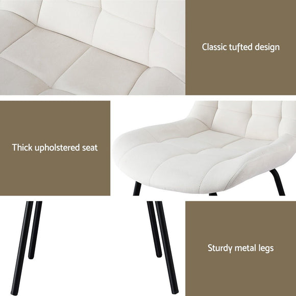 Artiss 4x Dining Chairs Velvet Tufted Kitchen Lounge Cafe Accent Chair Beige - RnR Galore