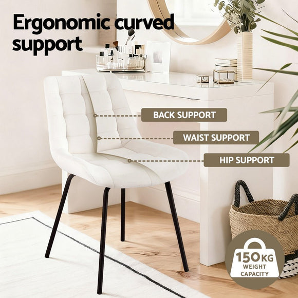 Artiss 4x Dining Chairs Velvet Tufted Kitchen Lounge Cafe Accent Chair Beige - RnR Galore