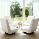 Artiss 4XFloor Chair Lounge Sofa Swivel Foldable Linen White - RnR Galore