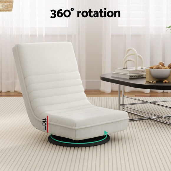 Artiss 4XFloor Chair Lounge Sofa Swivel Foldable Linen White - RnR Galore