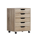 Artiss 5 - Drawer Filing Cabinet Mobile Rolling Storage Cabinet Chest of Drawers Stand Scratch Beige - RnR Galore