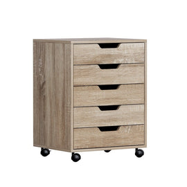 Artiss 5 - Drawer Filing Cabinet Mobile Rolling Storage Cabinet Chest of Drawers Stand Scratch Beige - RnR Galore