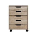 Artiss 5 - Drawer Filing Cabinet Mobile Rolling Storage Cabinet Chest of Drawers Stand Scratch Beige - RnR Galore