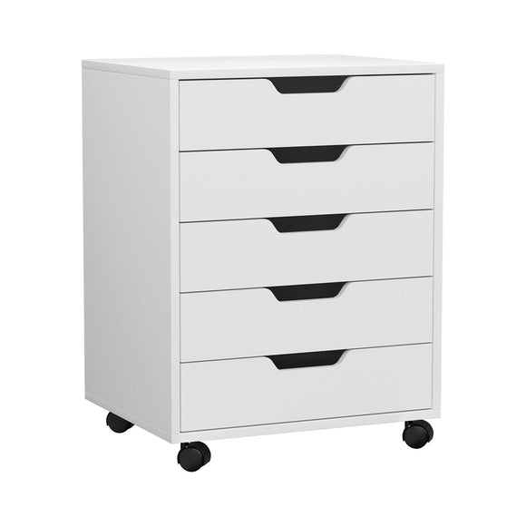 Artiss 5 - Drawer Filing Cabinet Mobile Rolling Storage Cabinet Chest of Drawers Stand White - RnR Galore