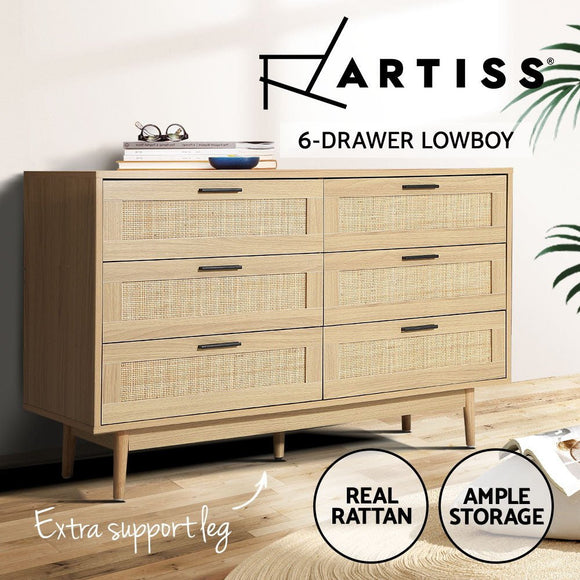 Artiss 6 Chest of Drawers - BRIONY Oak - RnR Galore