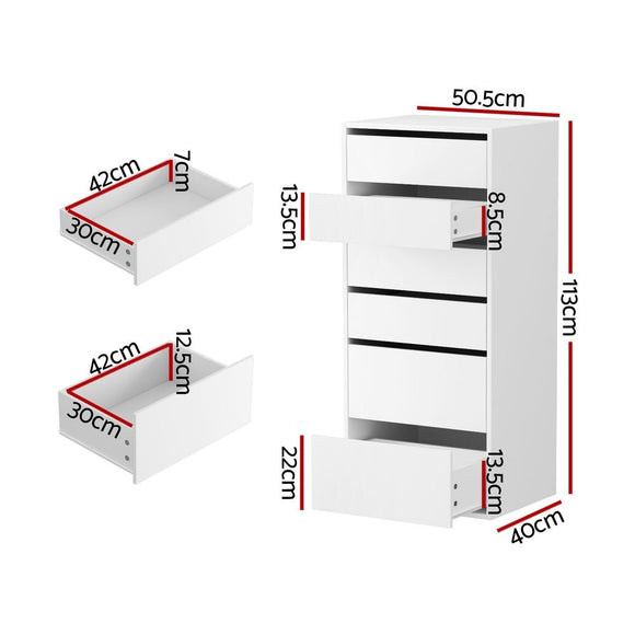 Artiss 6 Chest of Drawers Dresser Tallboy White - RnR Galore