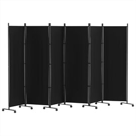 Artiss 6 Panel Room Divider Screen 323cm Wheel Fabric Black - RnR Galore