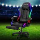 Artiss 6 Point Massage Gaming Office Chair 7 LED Footrest Black - RnR Galore
