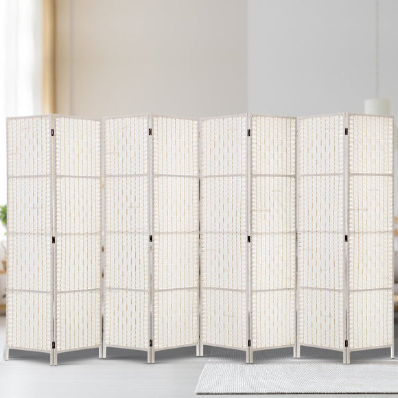 Artiss 8 Panel Room Divider Screen Privacy Timber Foldable Dividers Stand White - RnR Galore