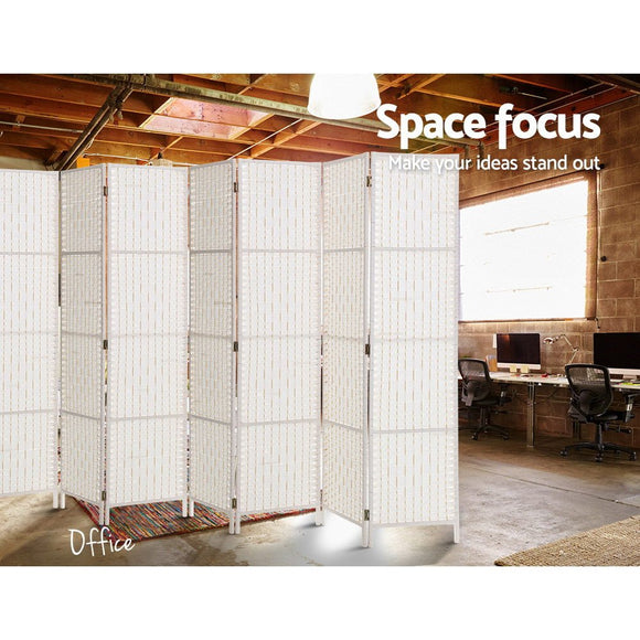Artiss 8 Panel Room Divider Screen Privacy Timber Foldable Dividers Stand White - RnR Galore