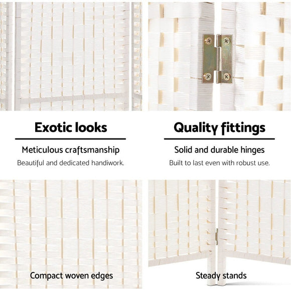 Artiss 8 Panel Room Divider Screen Privacy Timber Foldable Dividers Stand White - RnR Galore
