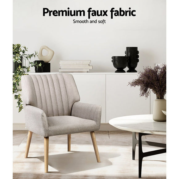 Artiss Armchair Fabric Beige Sebastini - RnR Galore