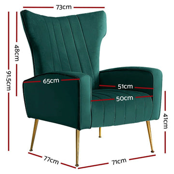 Artiss Armchair Green Velvet Kate - RnR Galore