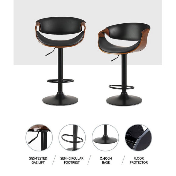 Artiss Bar Stools Gas Lift Leather w/Armrest - RnR Galore