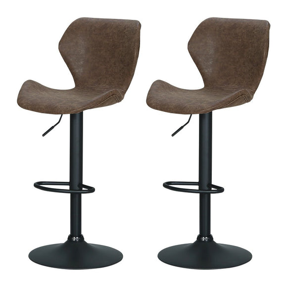 Artiss Bar Stools Kitchen Counter Stools Swivel Gas Lift Vintage Chairs Brown x2 - RnR Galore