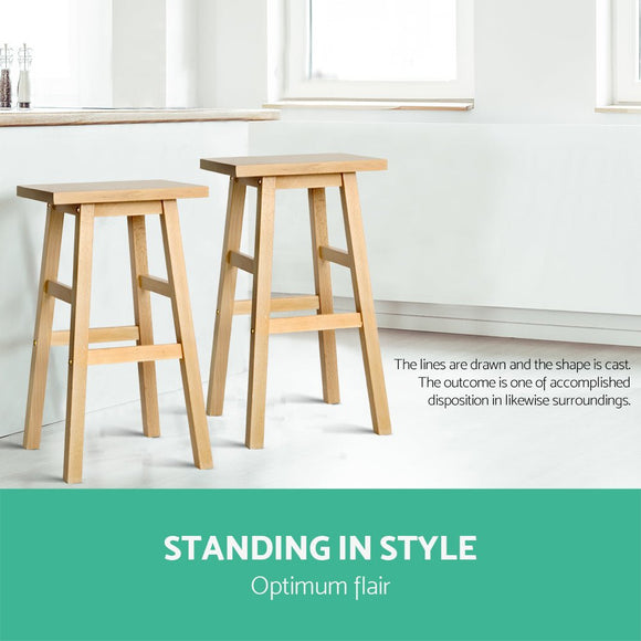 Artiss Bar Stools Kitchen Counter Stools Wooden Chairs Natural x2 - RnR Galore
