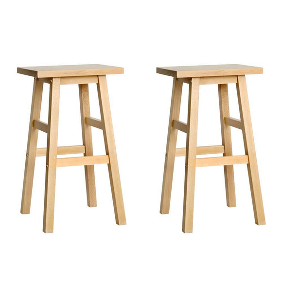 Artiss Bar Stools Kitchen Counter Stools Wooden Chairs Natural x2 - RnR Galore