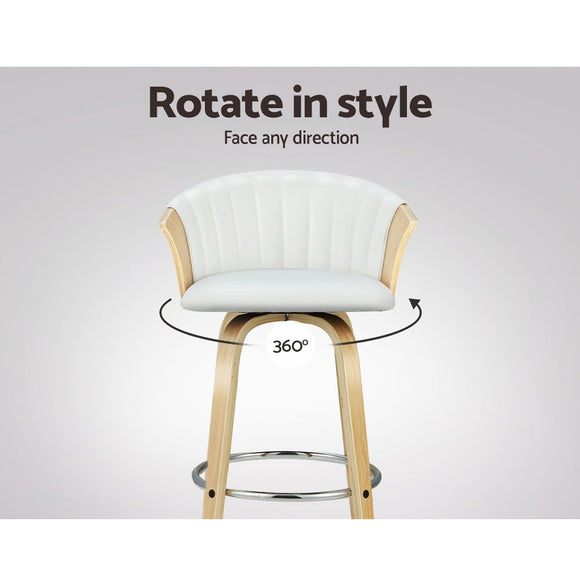 Artiss Bar Stools Kitchen Leather Barstools Swivel Counter Chairs x2 - RnR Galore