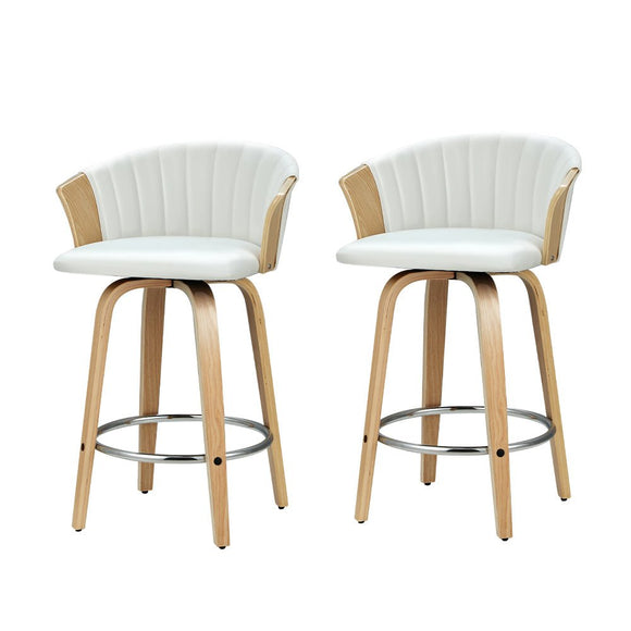 Artiss Bar Stools Kitchen Leather Barstools Swivel Counter Chairs x2 - RnR Galore