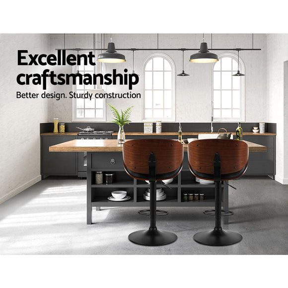 Artiss Bar Stools Kitchen Leather Barstools Swivel Gas Lift Vintage Chairs Black - RnR Galore