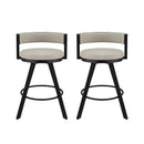 Artiss Bar Stools Set of 2 Swivel Kitchen Chair Metal Counter Beige Leather - RnR Galore