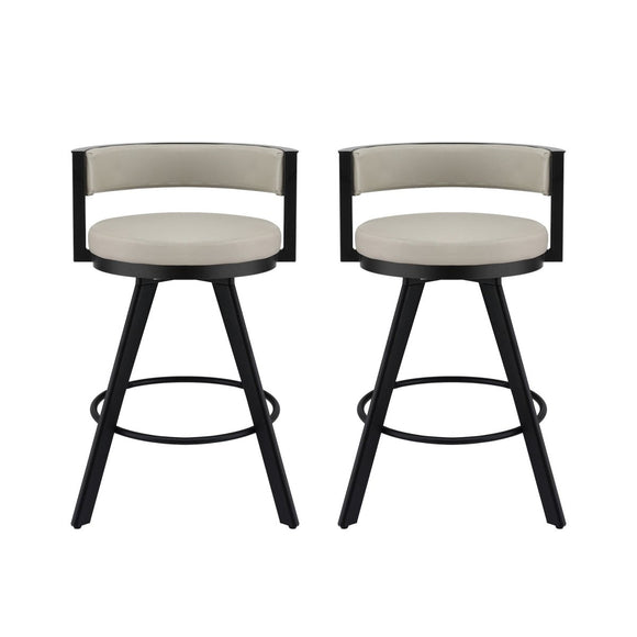 Artiss Bar Stools Set of 2 Swivel Kitchen Chair Metal Counter Beige Leather - RnR Galore