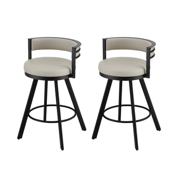 Artiss Bar Stools Set of 2 Swivel Kitchen Chair Metal Counter Beige Leather - RnR Galore