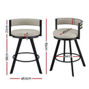 Artiss Bar Stools Set of 2 Swivel Kitchen Chair Metal Counter Beige Leather - RnR Galore