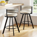 Artiss Bar Stools Set of 2 Swivel Kitchen Chair Metal Counter Beige Leather - RnR Galore