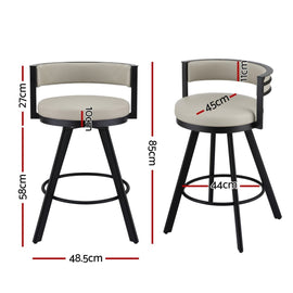 Artiss Bar Stools Set of 4 Swivel Kitchen Chair Metal Counter Beige Leather - RnR Galore