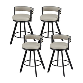 Artiss Bar Stools Set of 4 Swivel Kitchen Chair Metal Counter Beige Leather - RnR Galore