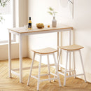 Artiss Bar Table and Stools Set Dining Desk Solid Wood Kitchen Chairs Cafe Pub - RnR Galore