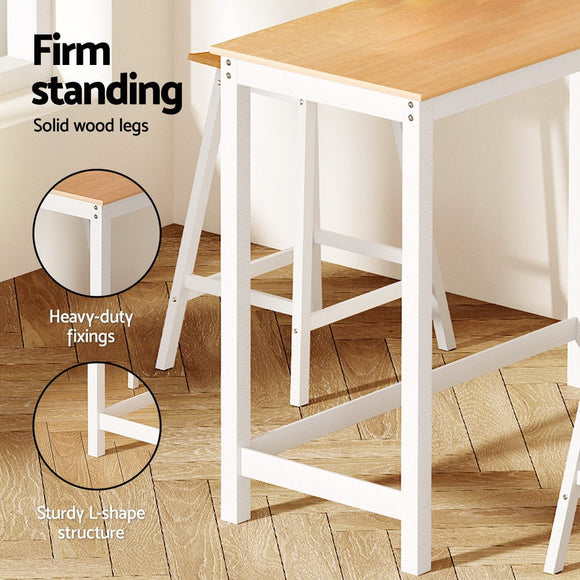 Artiss Bar Table and Stools Set Dining Desk Solid Wood Kitchen Chairs Cafe Pub - RnR Galore