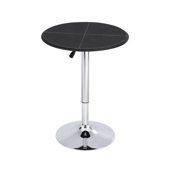 Artiss Bar Table Round Swivel Height Adjustable 62cm Modern PVC Leather Black - RnR Galore