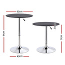 Artiss Bar Table Round Swivel Height Adjustable 62cm Modern PVC Leather Black - RnR Galore