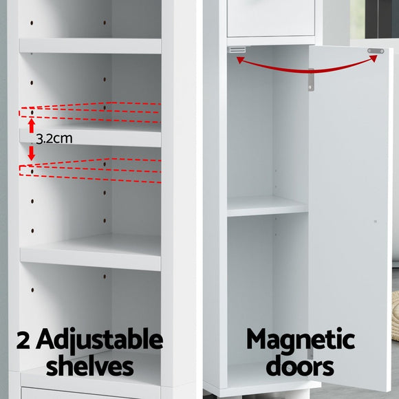 Artiss Bathroom Storage Cabinet 180cm Tall Slim Floor Cupboard Toilet Narrow Linen Tower - RnR Galore
