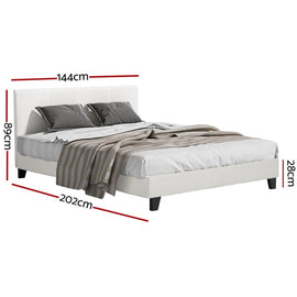 Artiss Bed Frame Double Size Boucle Fabric Mattress Base Platform Wooden - RnR Galore