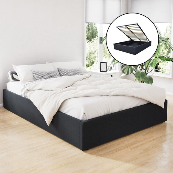 Artiss Bed Frame Double Size Gas Lift Base Charcoal TOKI - RnR Galore