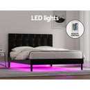 Artiss Bed Frame Double Size LED Black RAVI - RnR Galore
