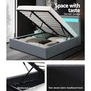 Artiss Bed Frame Double Size LED Gas Lift Grey COLE - RnR Galore
