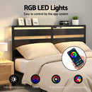 Artiss Bed Frame Double Size LED Metal Bed Base with Charging Station - RnR Galore