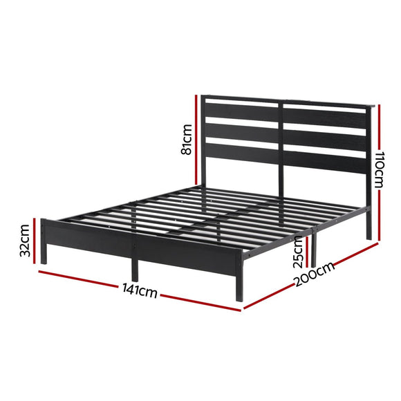 Artiss Bed Frame Double Size LED Metal Bed Base with Charging Station - RnR Galore