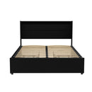 Artiss Bed Frame Double Size LED with 4 Drawers Black DUNN - RnR Galore